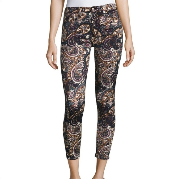 7 For All Mankind Paisley Print  Pants Side 25 - Picture 1 of 13